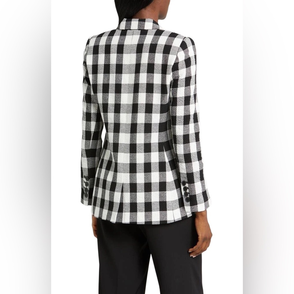 Halogen Black & White Checkered One Button Blazer Jacket - Picture 3 of 15